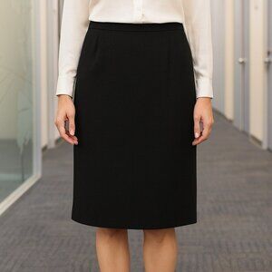 Vintage Louis Feraud 100% Wool Exterior Black Lined Pencil Skirt Career 16